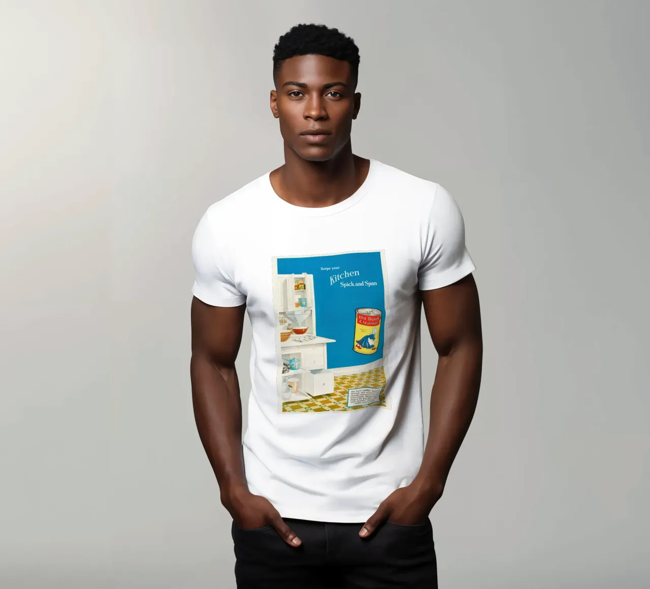 Vecchia pubblicità olandese di un detergente - Cucina Spick and Span t-shirt da ClubArt