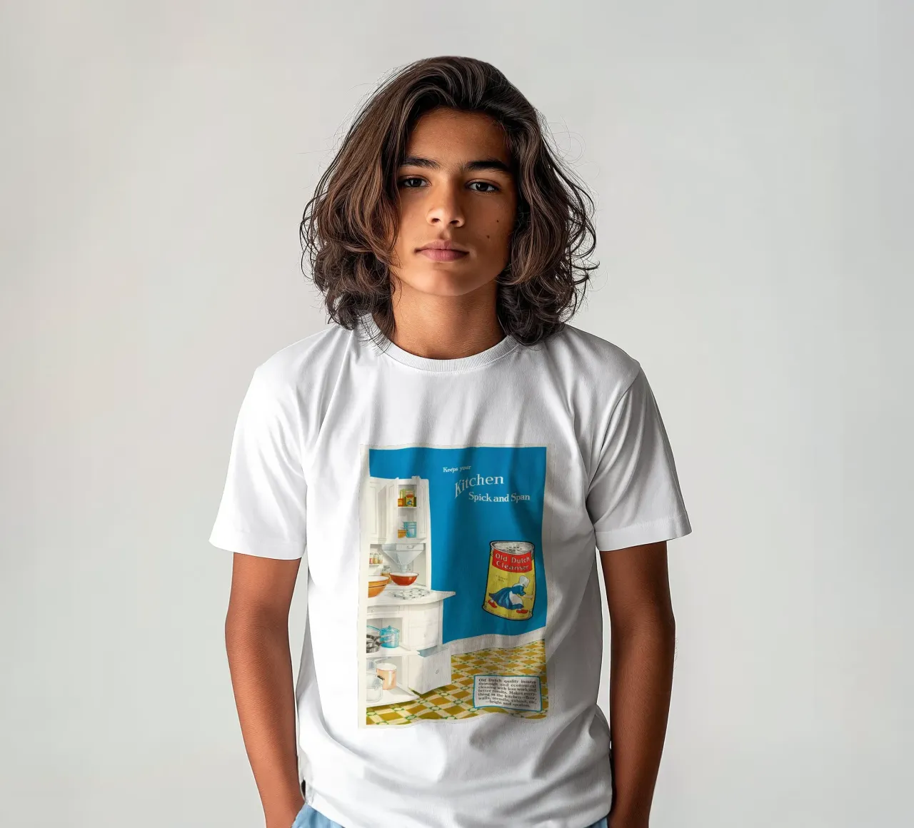 Vecchia pubblicità olandese di un detergente - Cucina Spick and Span t-shirt bambini da ClubArt