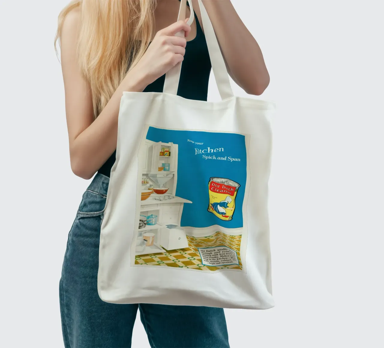 Vecchia pubblicità olandese di un detergente - Cucina Spick and Span borsa in juta da ClubArt