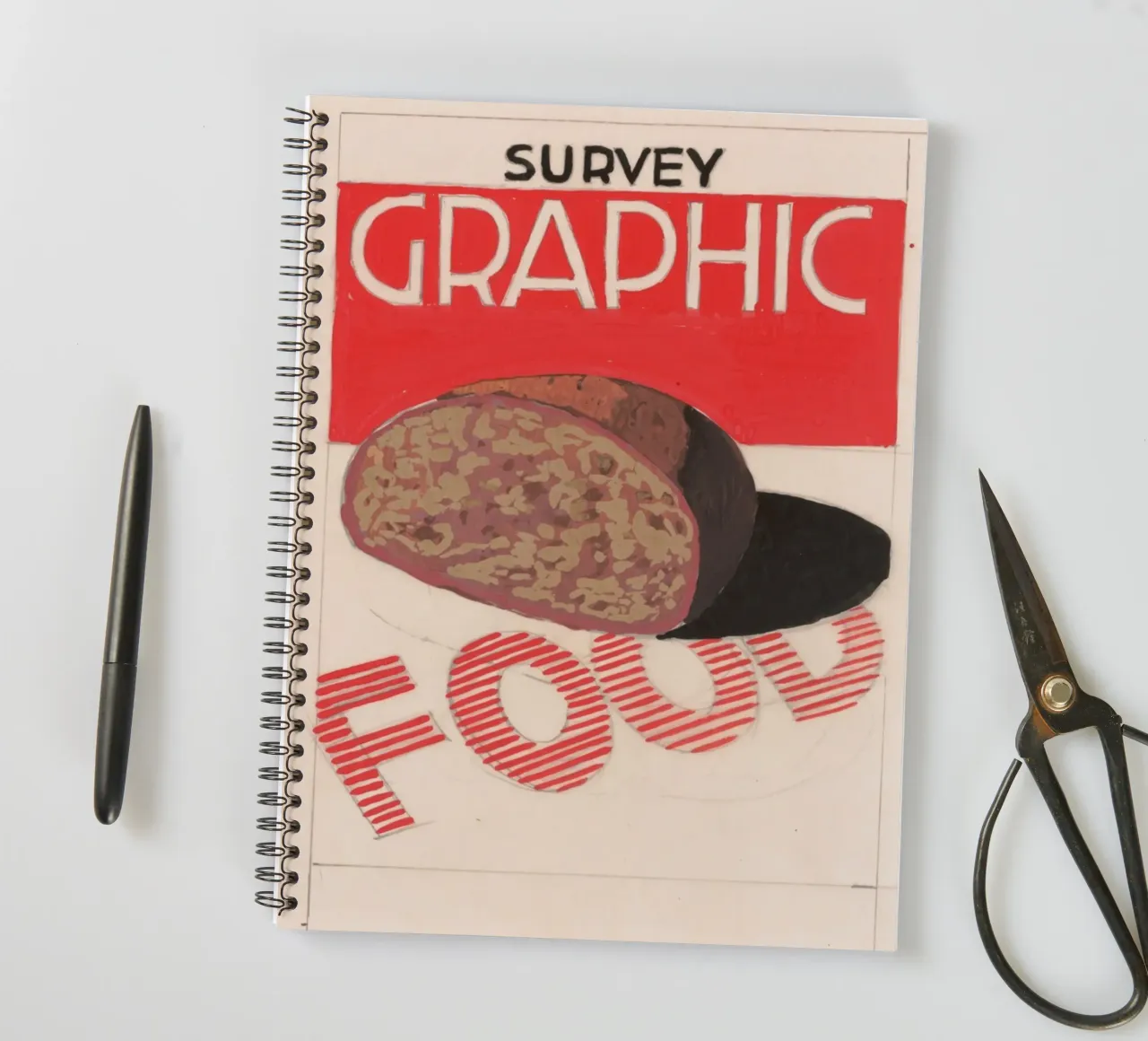 Vintage "Survey Graphic Food" Magazine Cover Poster spiral notebook by ClubArt