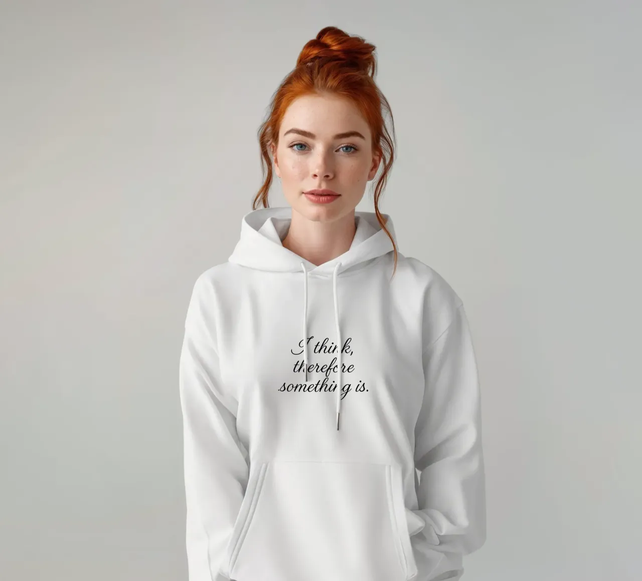 I THINK, THEREFORE SOMETHING IS black felpa con cappuccio da Vintage Van Gogh