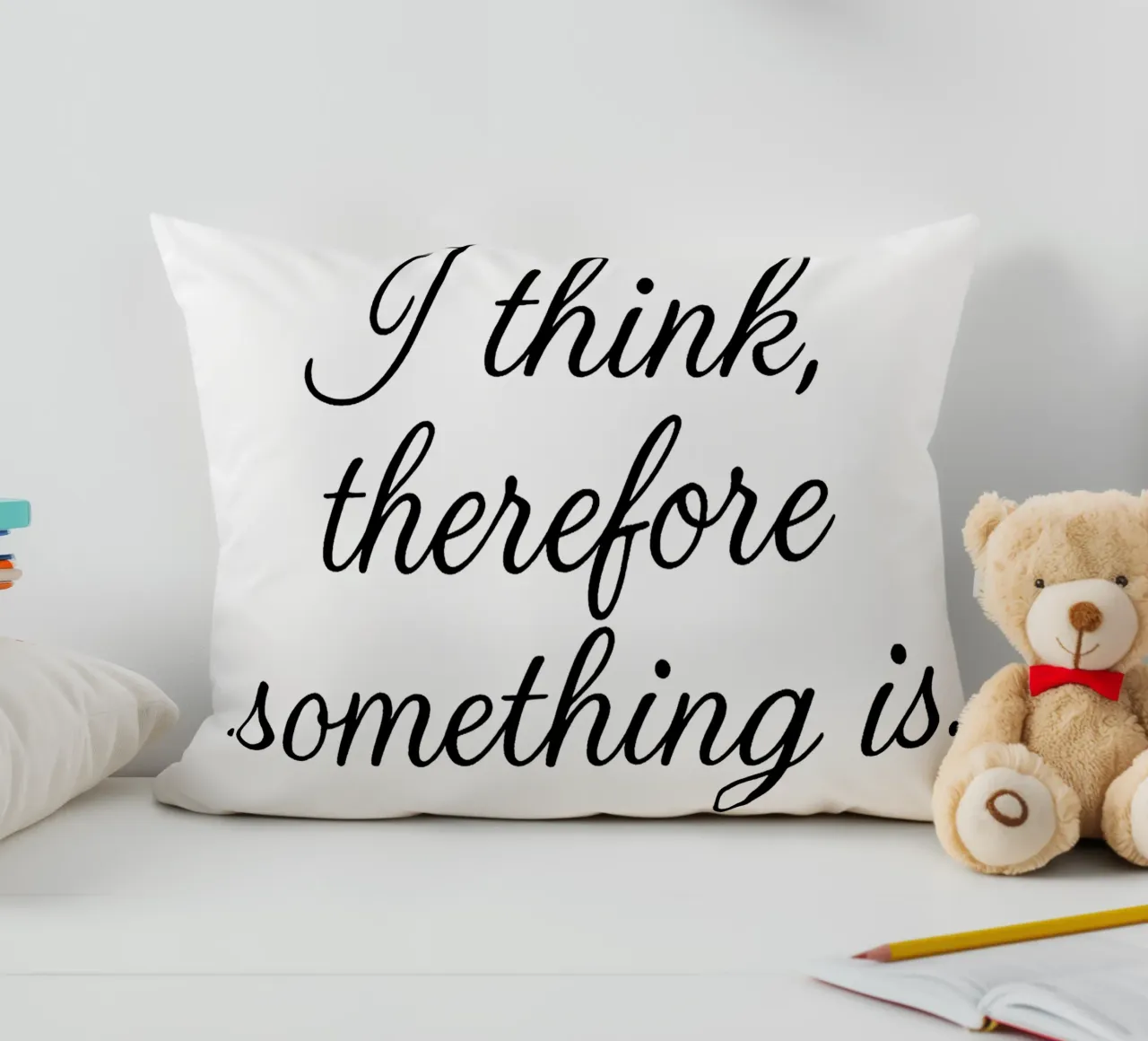 I THINK, THEREFORE SOMETHING IS black cuscino da Vintage Van Gogh
