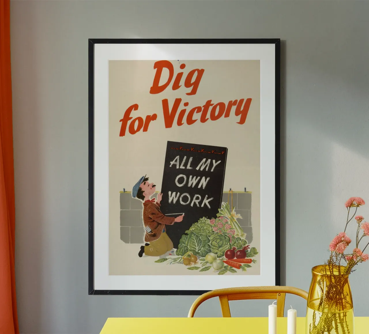 Poster di propaganda britannico della seconda guerra mondiale "Dig for Victory" (Scavare per la vittoria) poster da ClubArt