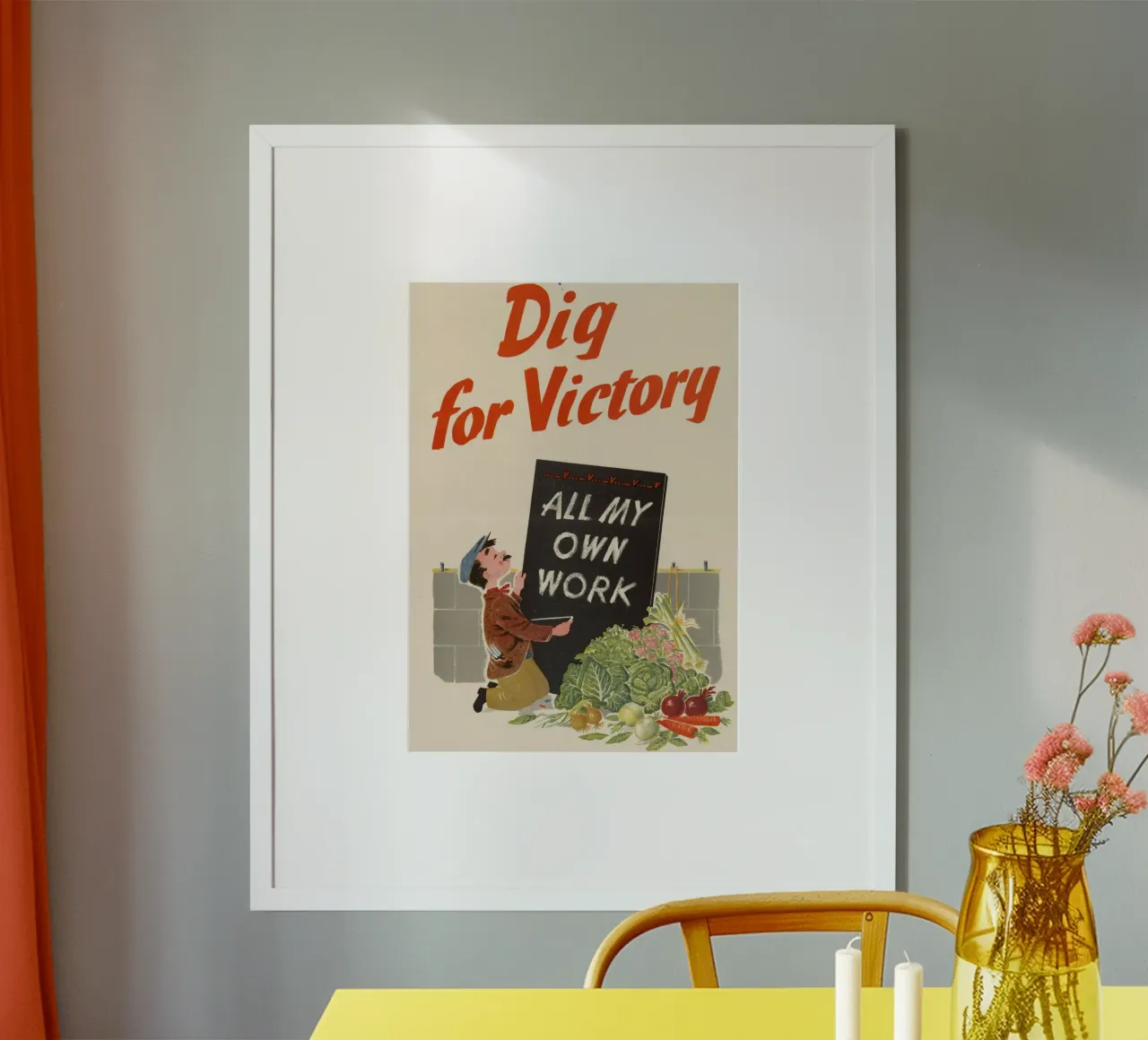 Poster di propaganda britannico della seconda guerra mondiale "Dig for Victory" (Scavare per la vittoria) poster da ClubArt