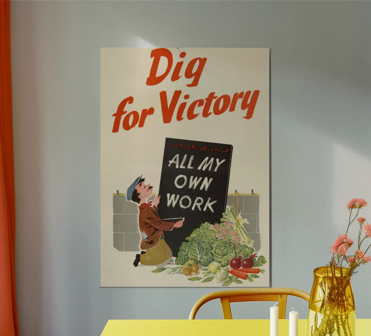 Poster di propaganda britannico della seconda guerra mondiale "Dig for Victory" (Scavare per la vittoria) poster da ClubArt