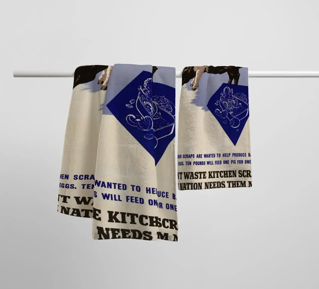 WOII "Verspil geen restjes" Propaganda Poster badhanddoek van ClubArt