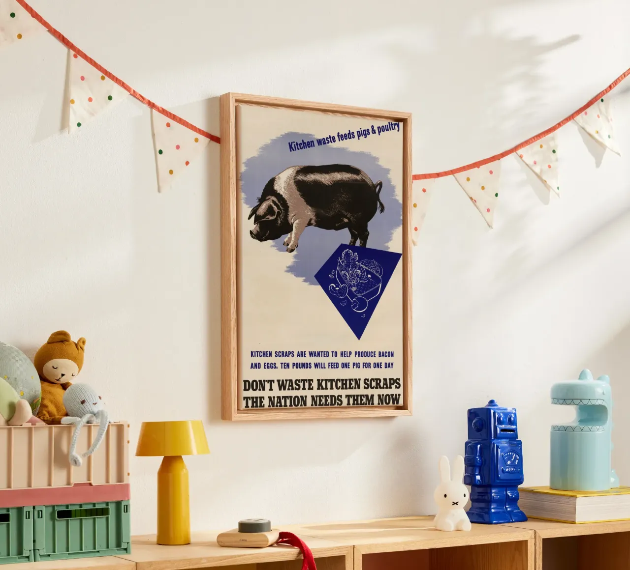 WWII "Don't Waste Scraps" Propaganda Poster canvas with Floater frame by ClubArt