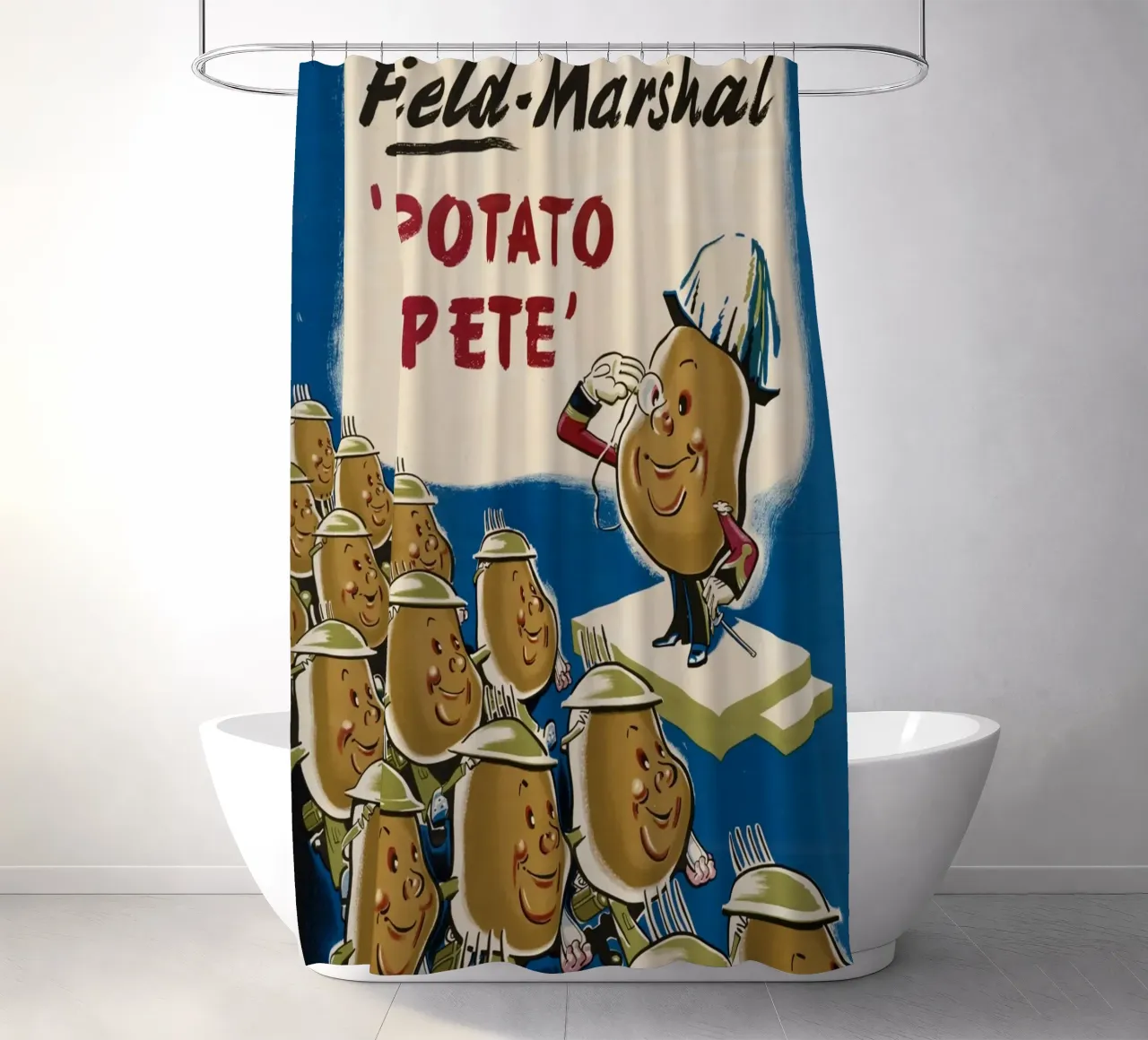 WWII 'Feldmarschall Potato Pete' Propagandaplakat Duschvorhang von ClubArt