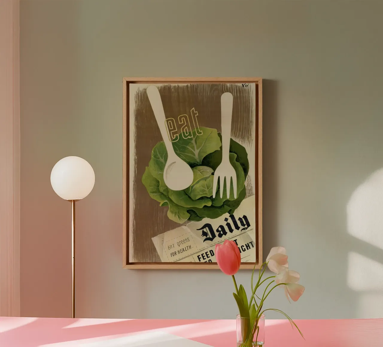 "Eet Dagelijks" WWII Ministerie van Voedsel Propaganda Poster canvas met Baklijst van ClubArt