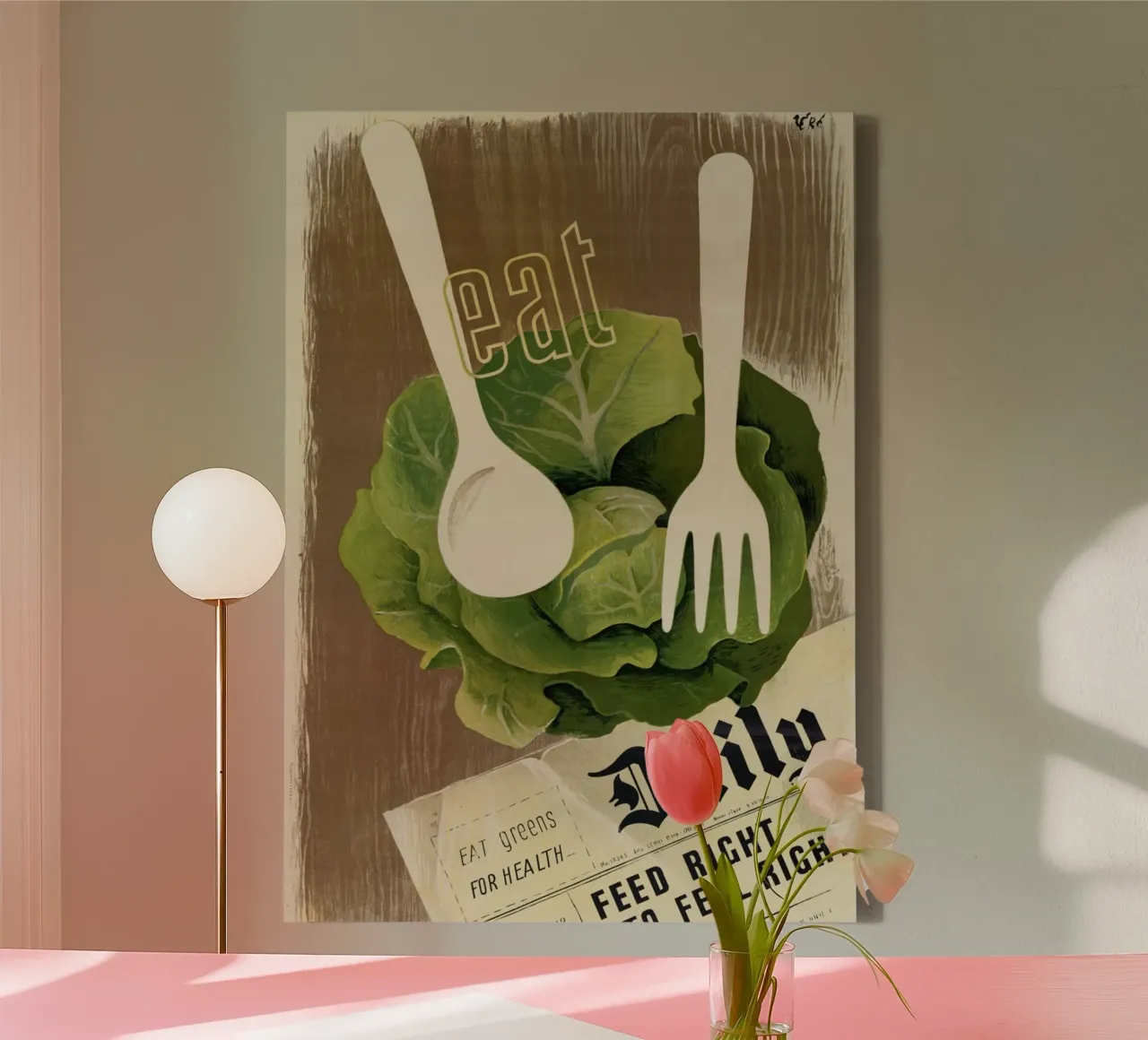 "Eet Dagelijks" WWII Ministerie van Voedsel Propaganda Poster canvas met Baklijst van ClubArt