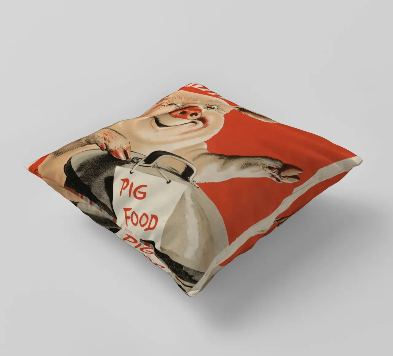 "We Want Your Kitchen Waste" WWII Pig Food Poster decorative cushion by ClubArt