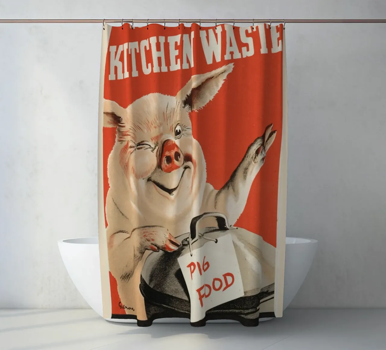 "Wir wollen Ihre Küchenabfälle" WWII Schweinefutter Poster Duschvorhang von ClubArt