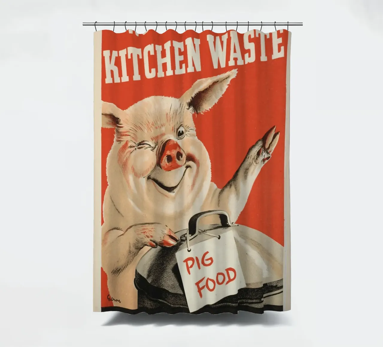 "Wir wollen Ihre Küchenabfälle" WWII Schweinefutter Poster Duschvorhang von ClubArt
