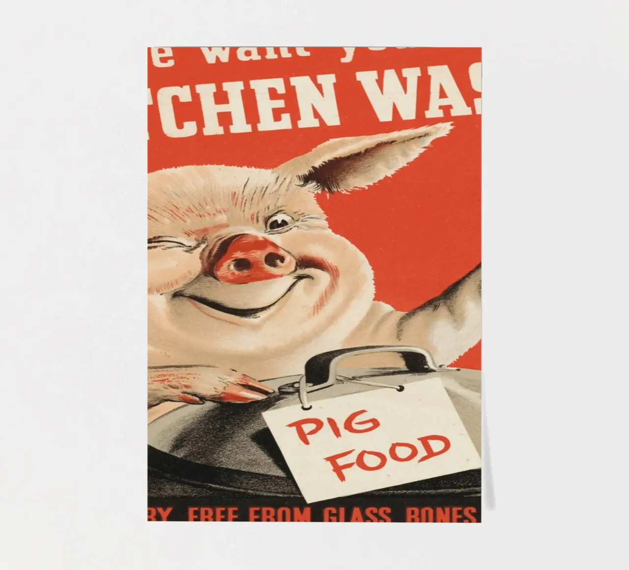 "Wir wollen Ihre Küchenabfälle" WWII Schweinefutter Poster Stickerbogen von ClubArt