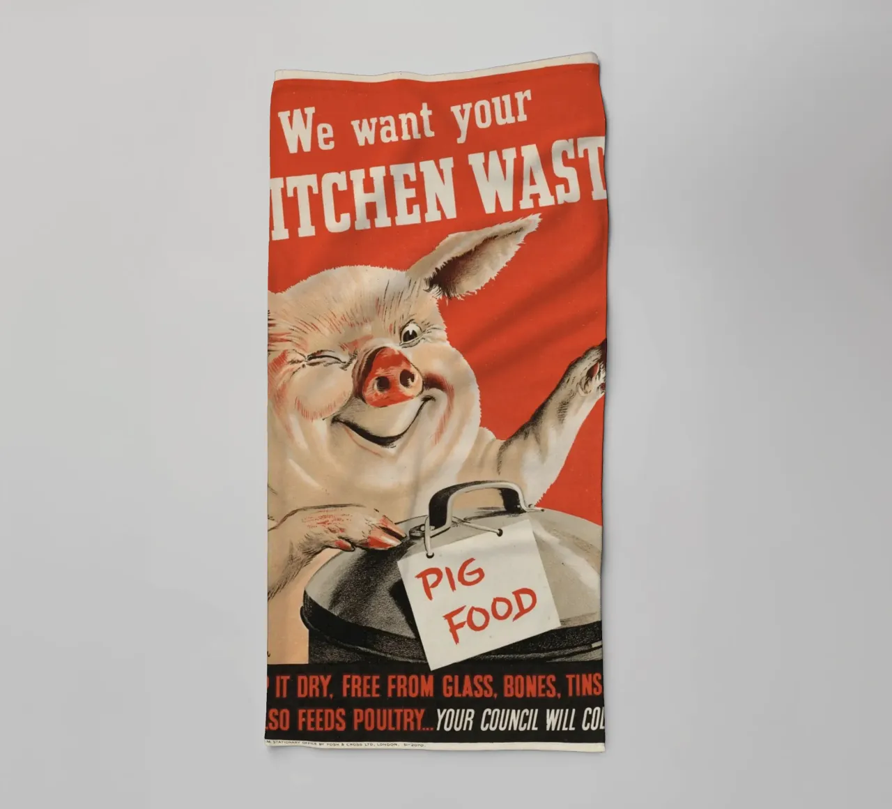 "Wir wollen Ihre Küchenabfälle" WWII Schweinefutter Poster Handtuch von ClubArt