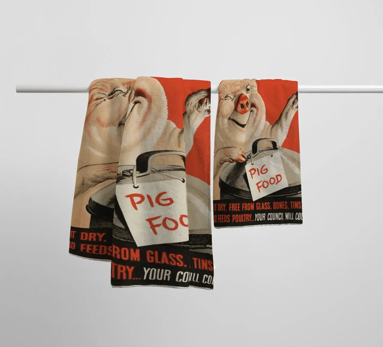 "Wir wollen Ihre Küchenabfälle" WWII Schweinefutter Poster Handtuch von ClubArt