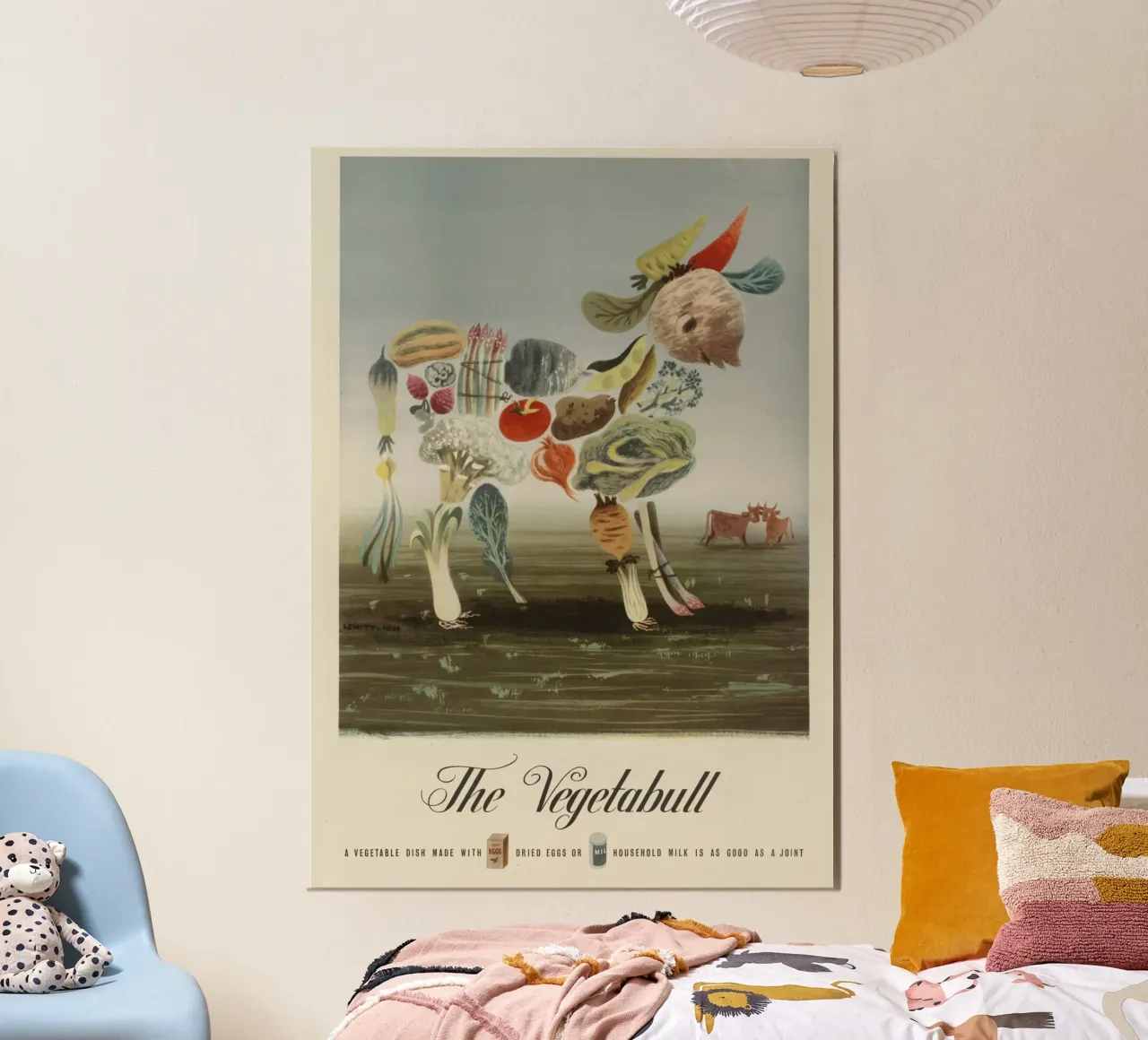 Poster di propaganda alimentare "The Vegetabull" della seconda guerra mondiale poster con telaio in legno da ClubArt