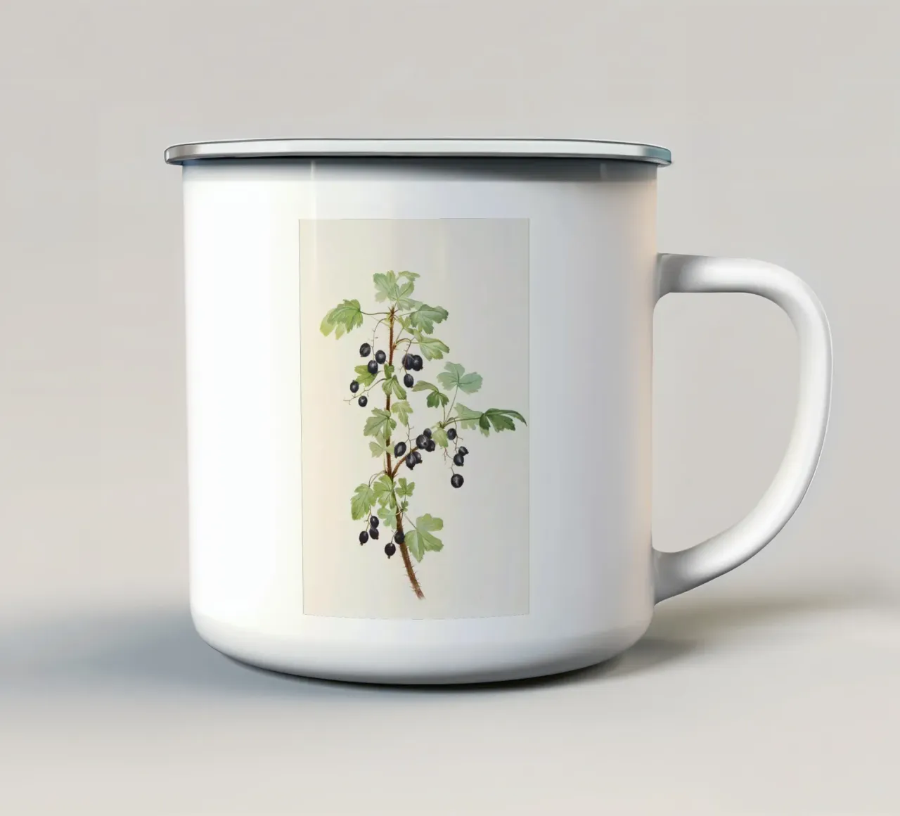 Stampa botanica vintage sul ribes nero - Ribes Nigrum Art tazza in smalto da ClubArt