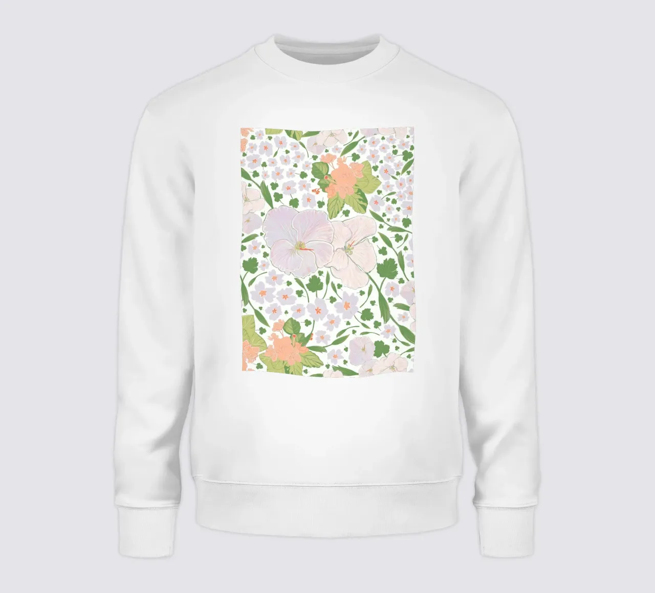 Modello di fiore retrò bianco felpa da gulsengunel