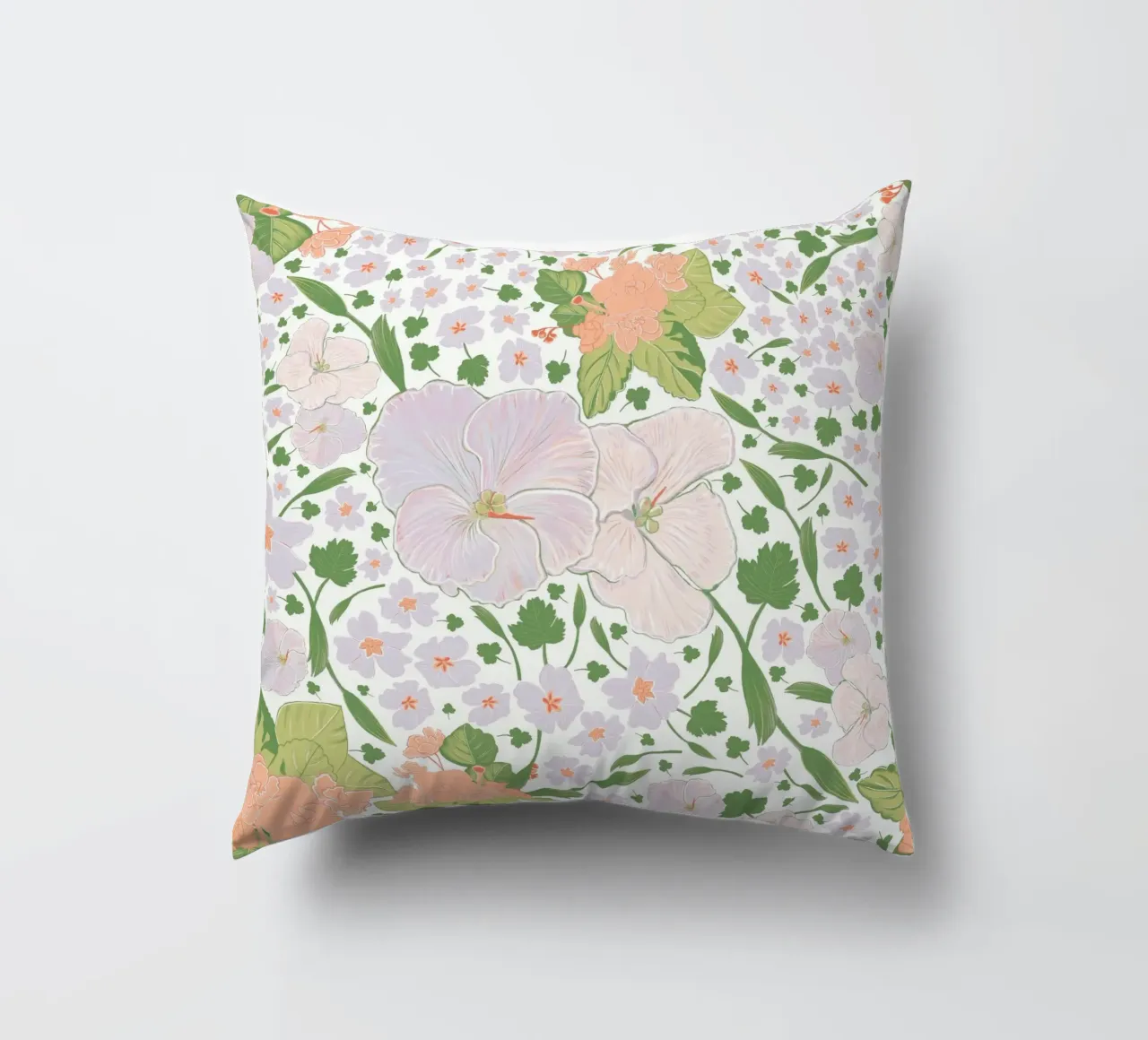 Modello di fiore retrò bianco cuscino da gulsengunel