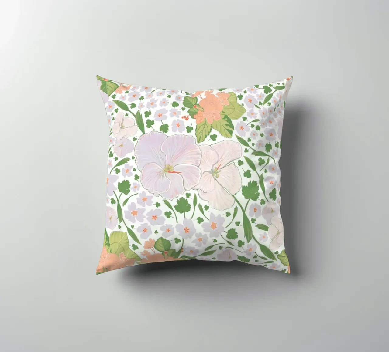 Modello di fiore retrò bianco cuscino da gulsengunel