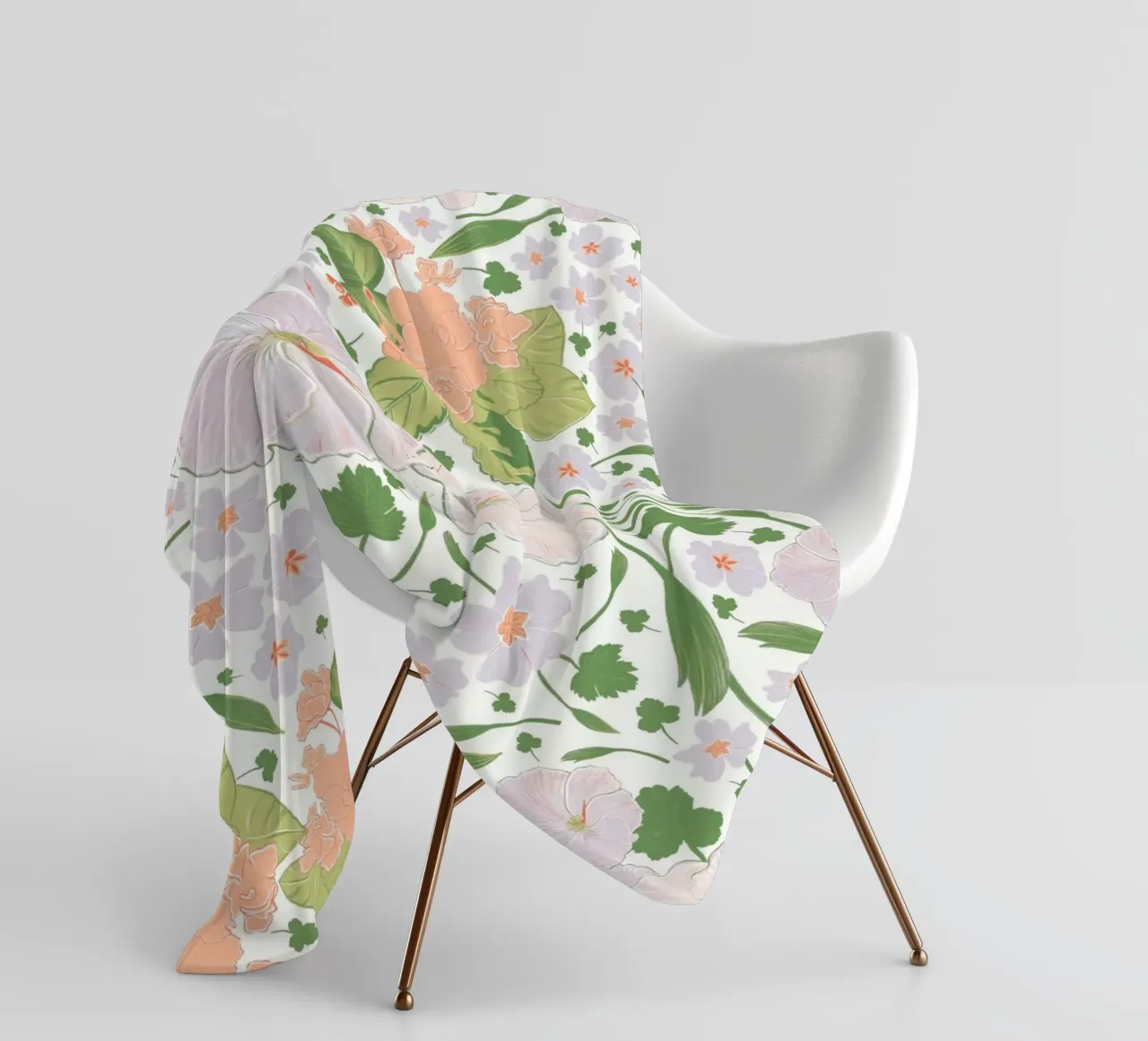 Modello di fiore retrò bianco coperta in pile da gulsengunel