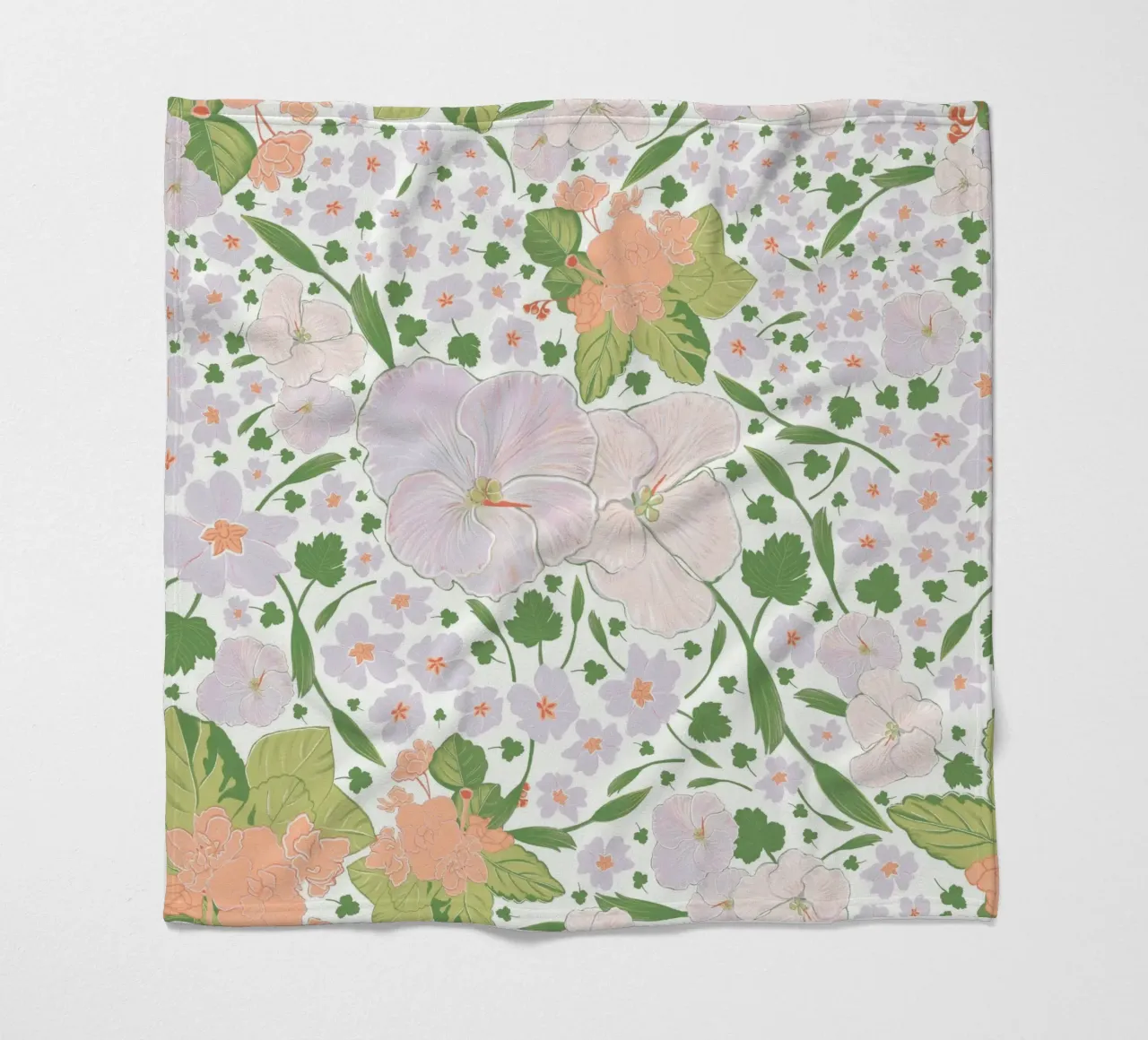 Modello di fiore retrò bianco coperta in pile da gulsengunel