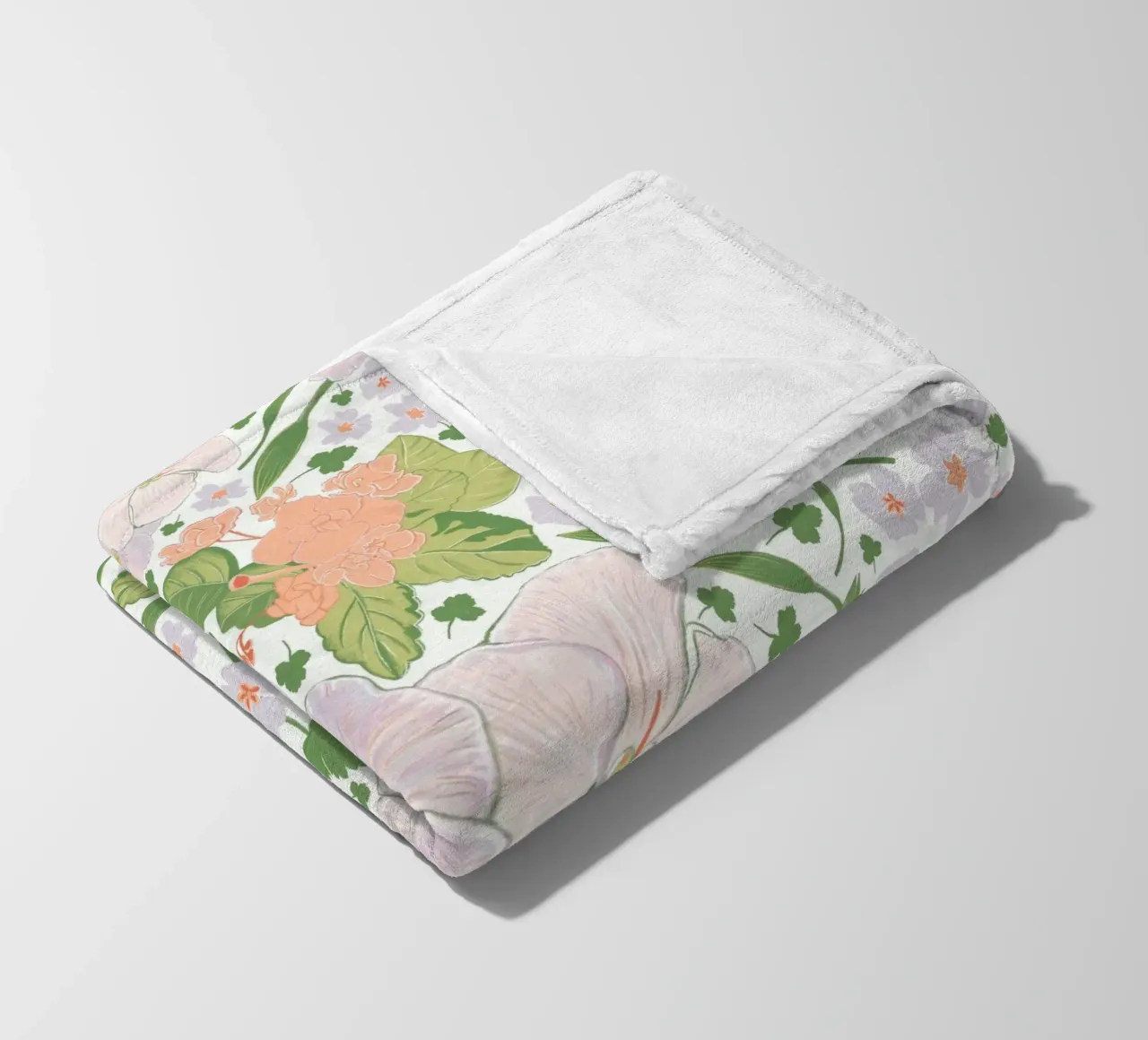 Modello di fiore retrò bianco coperta in pile da gulsengunel