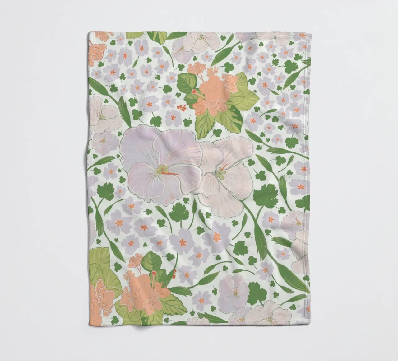 Modello di fiore retrò bianco coperta in pile da gulsengunel