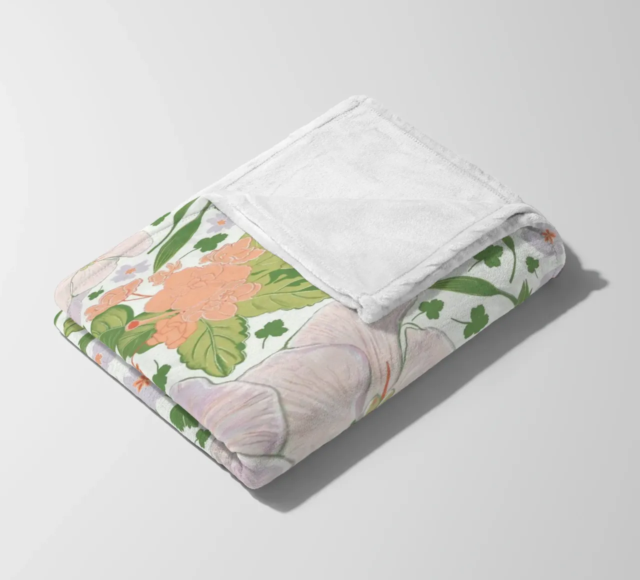 Modello di fiore retrò bianco coperta in pile da gulsengunel