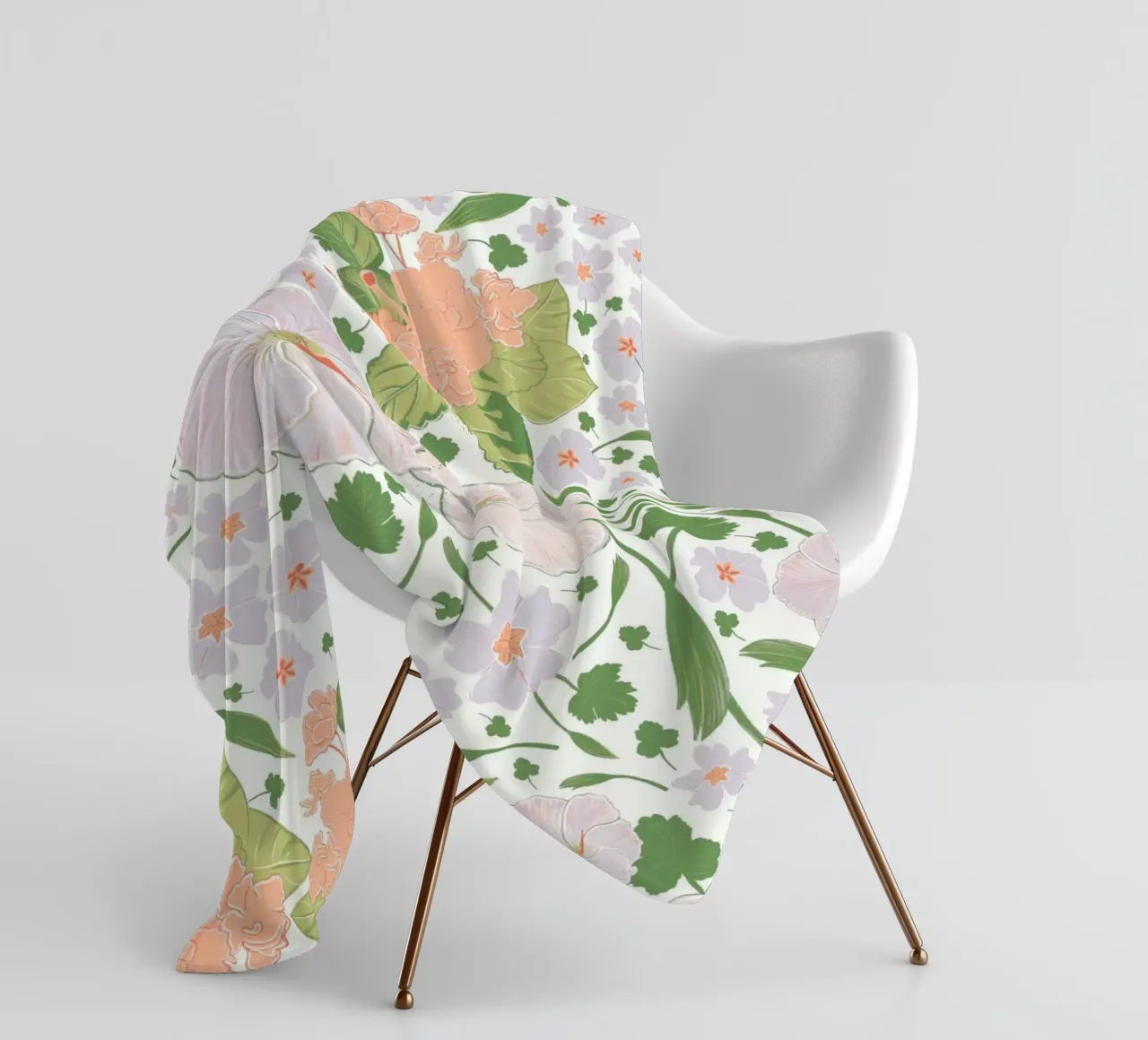 Modello di fiore retrò bianco coperta in pile da gulsengunel
