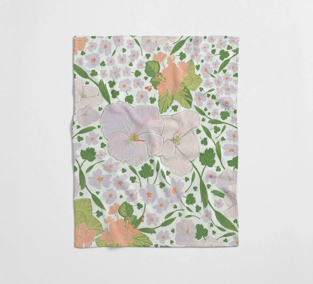 Modello di fiore retrò bianco coperta in pile da gulsengunel