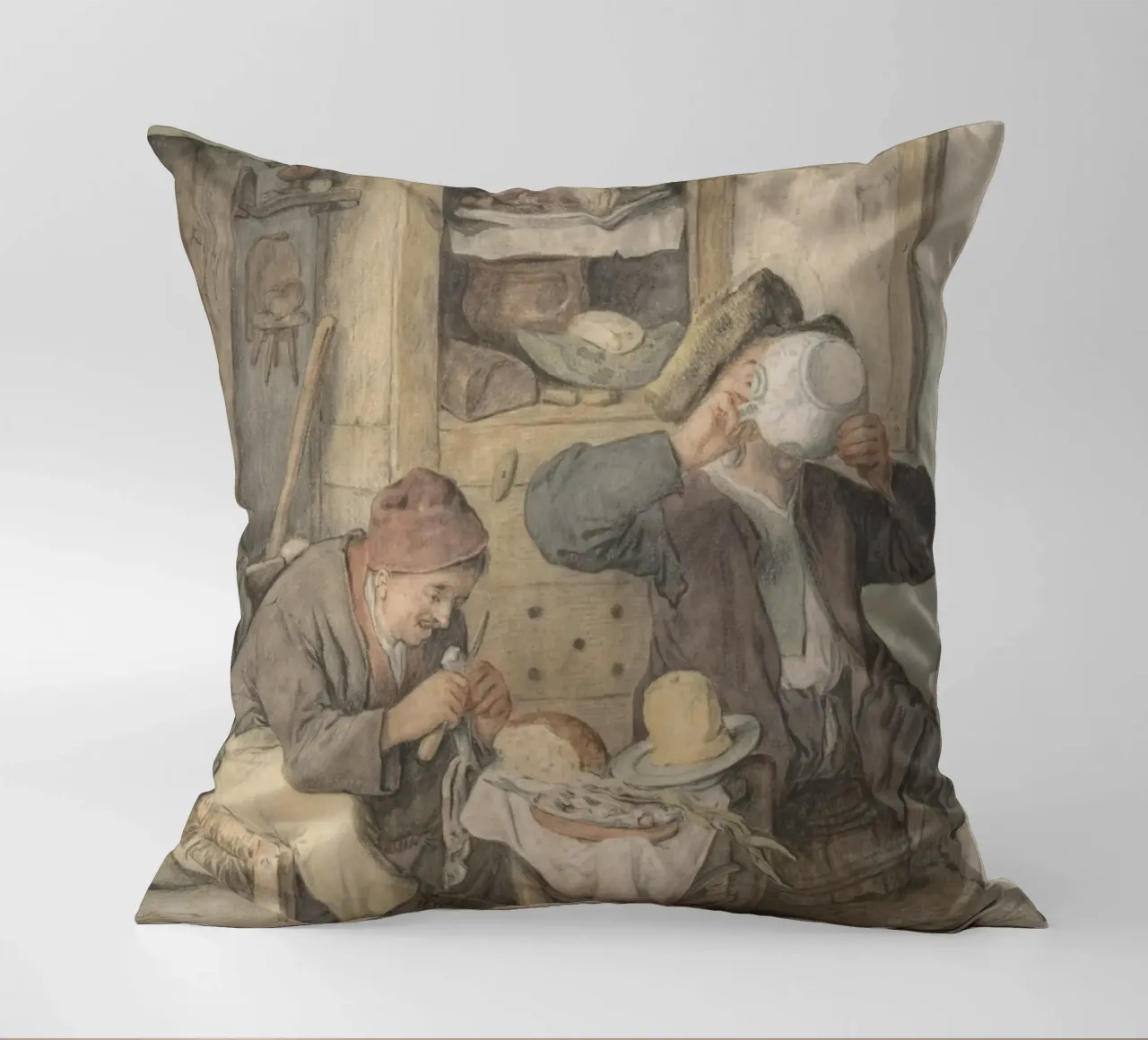 18th Century Tavern Scene - Rustic Genre Art Print decorative cushion by ClubArt