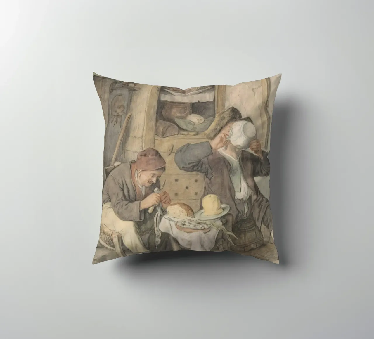 18th Century Tavern Scene - Rustic Genre Art Print decorative cushion by ClubArt