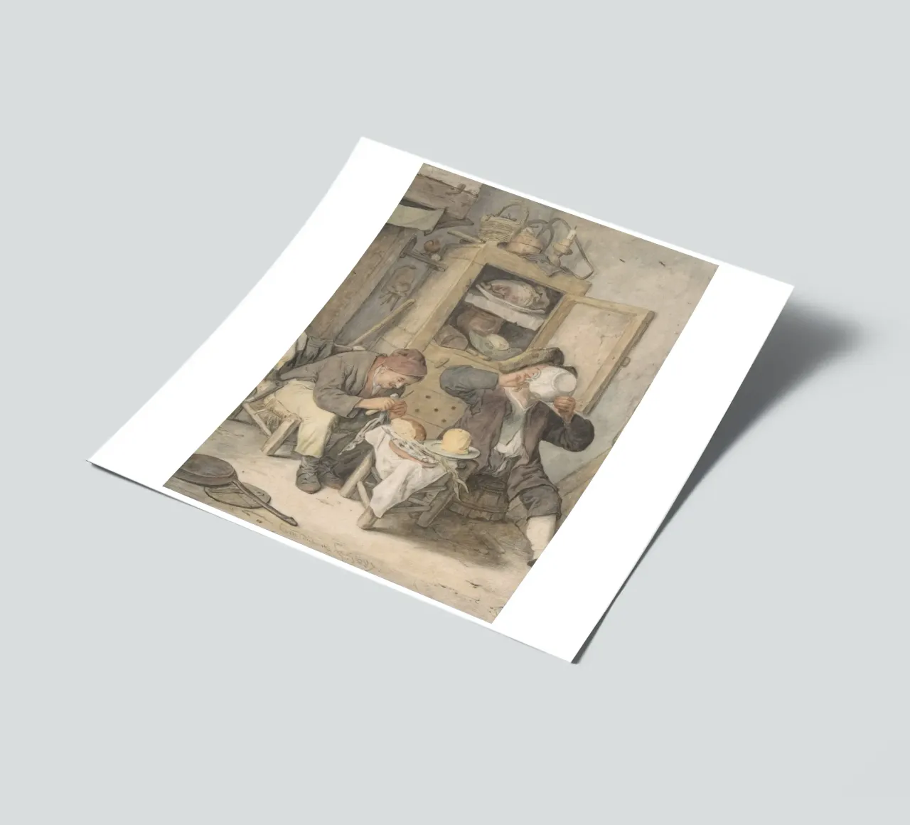 Scena di taverna del XVIII secolo - Stampa d'arte di genere rustico foglio adesivo da ClubArt