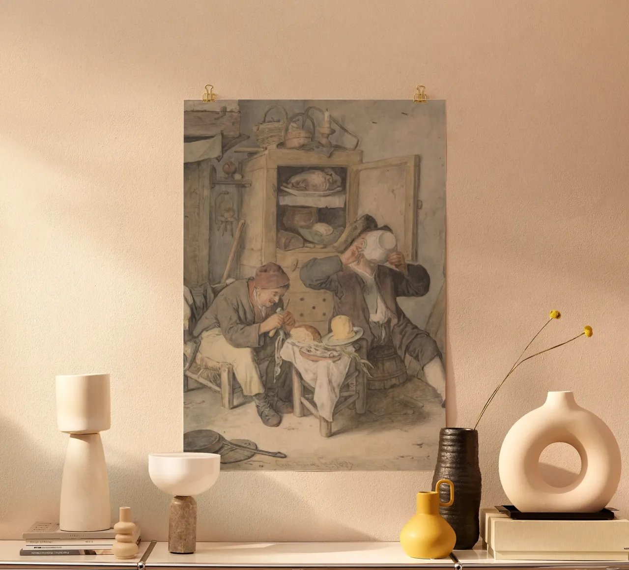 Scena di taverna del XVIII secolo - Stampa d'arte di genere rustico poster con telaio in alluminio da ClubArt