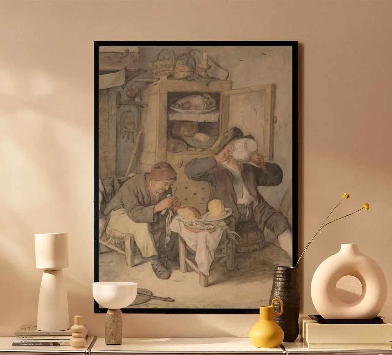 Scena di taverna del XVIII secolo - Stampa d'arte di genere rustico poster con telaio in alluminio da ClubArt