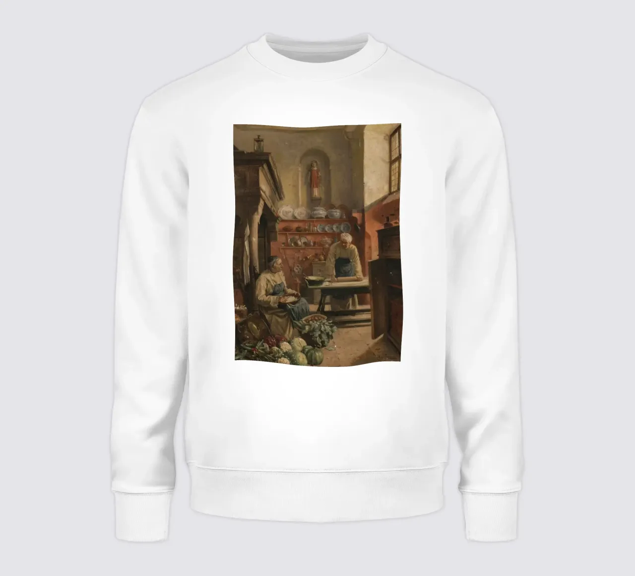 Old World Kitchen Scene - Traditional Realism Art Print sweatshirt by ClubArt