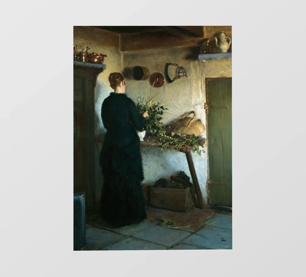 Donna in cucina rustica del XIX secolo - Pittura di genere telo in pvc da ClubArt