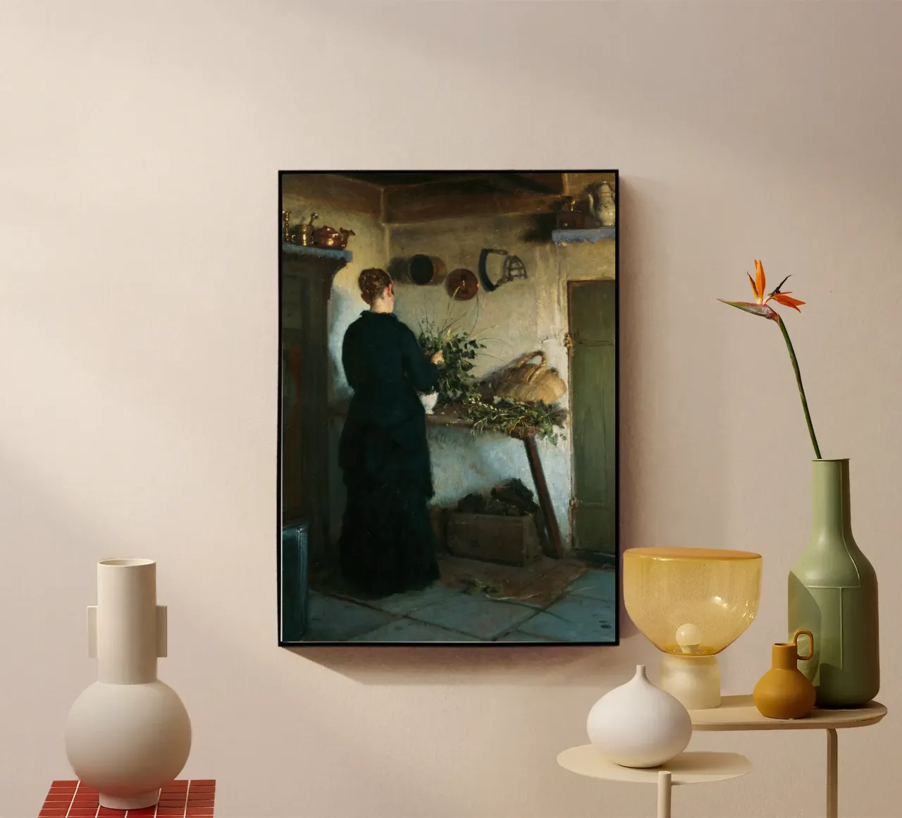 Donna in cucina rustica del XIX secolo - Pittura di genere plexiglass da ClubArt