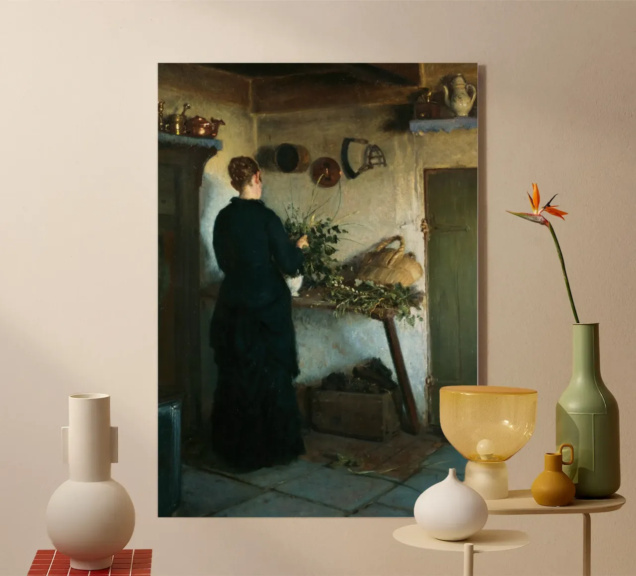 Donna in cucina rustica del XIX secolo - Pittura di genere plexiglass da ClubArt
