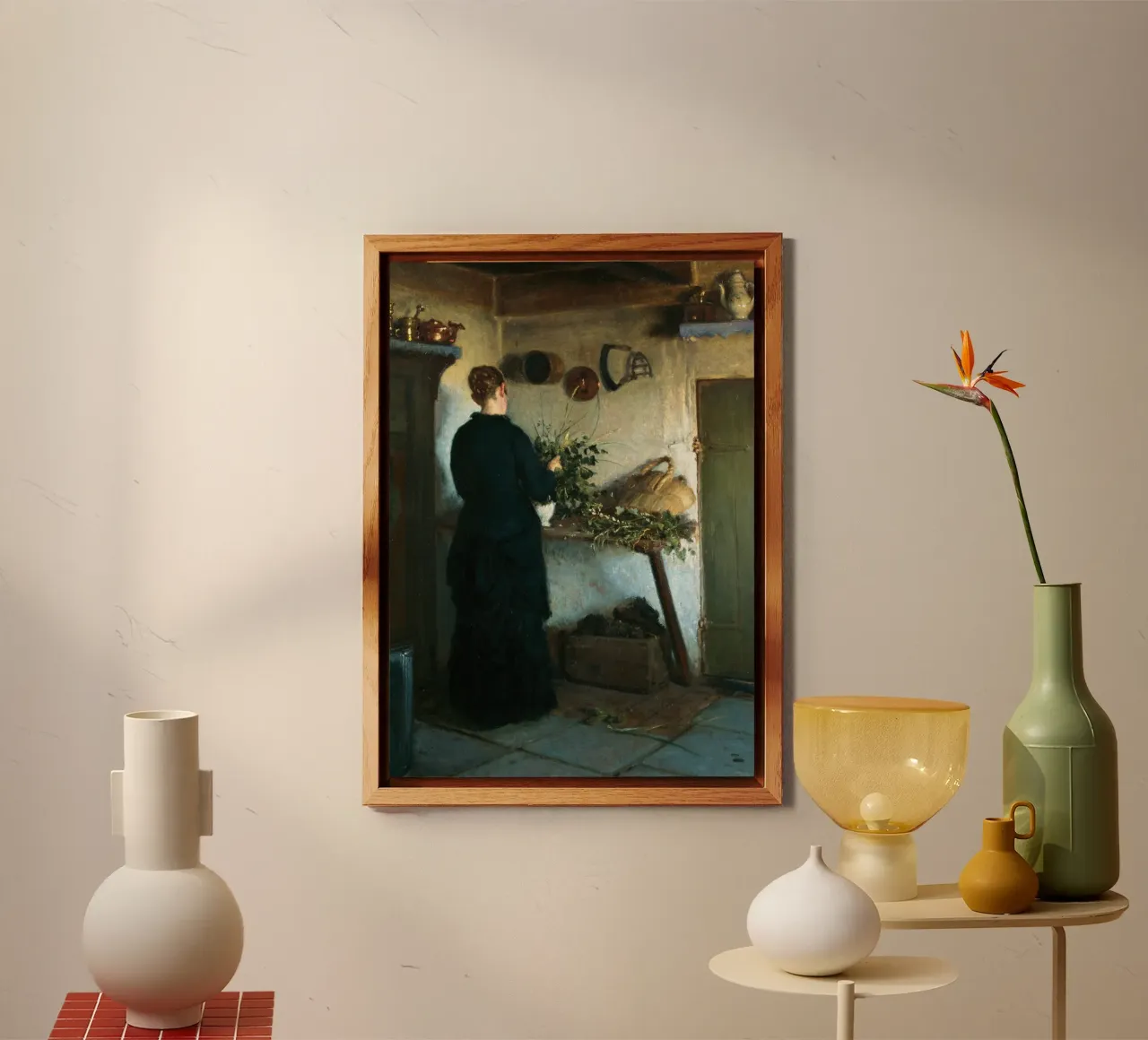 Donna in cucina rustica del XIX secolo - Pittura di genere alluminio dibond da ClubArt