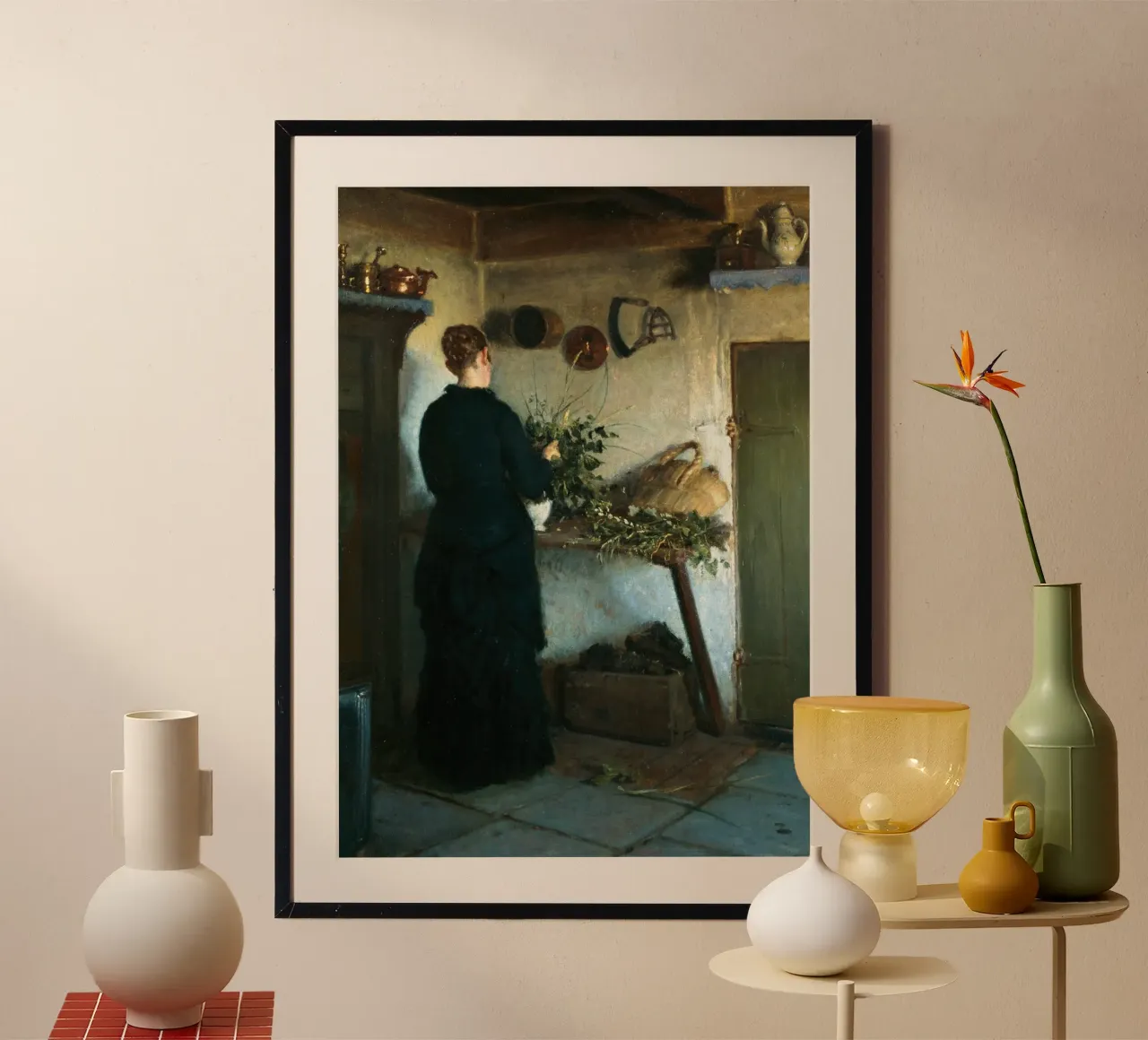 Donna in cucina rustica del XIX secolo - Pittura di genere poster da ClubArt