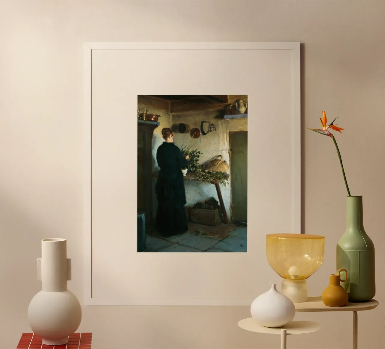 Donna in cucina rustica del XIX secolo - Pittura di genere poster da ClubArt