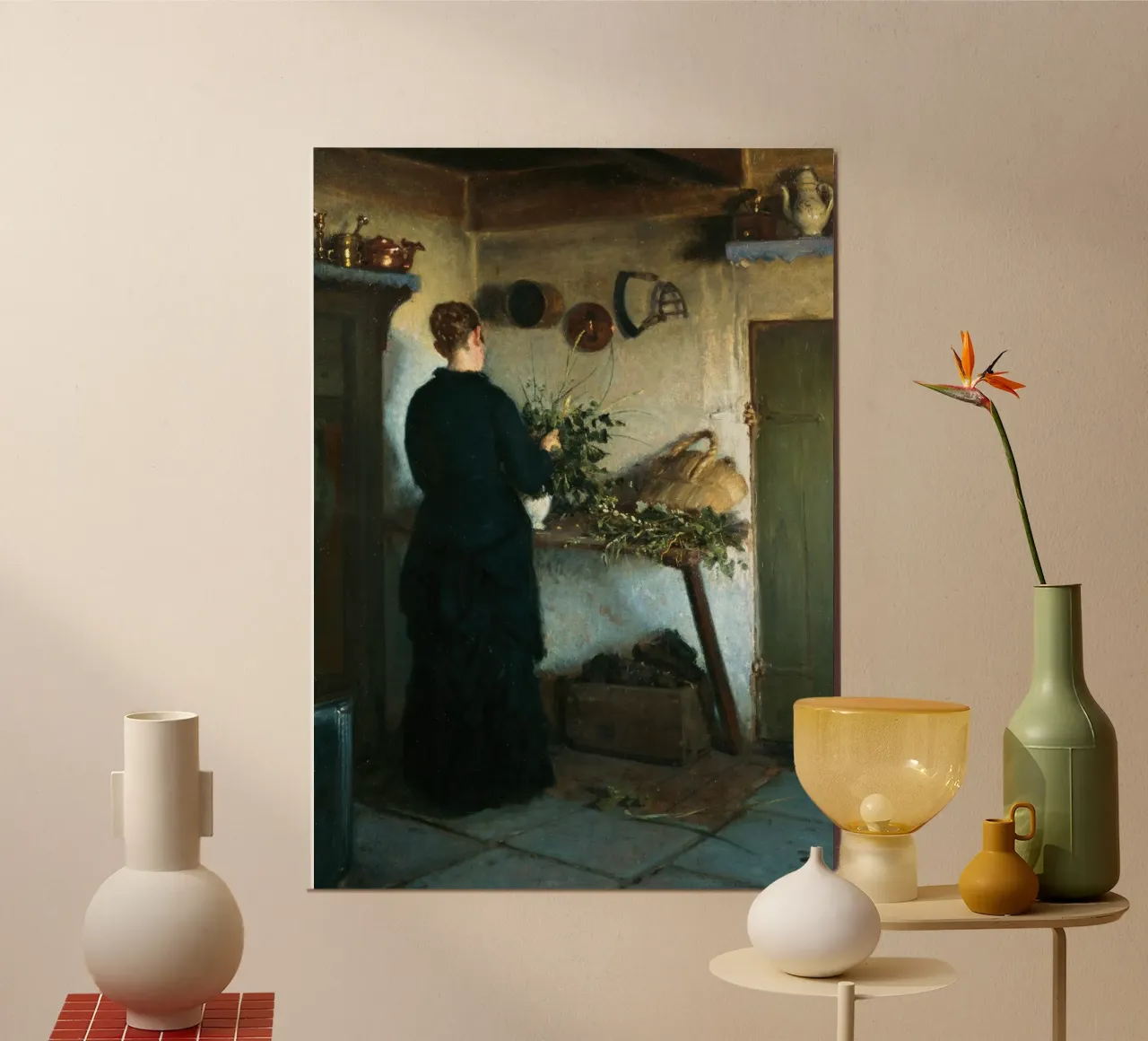 Donna in cucina rustica del XIX secolo - Pittura di genere poster da ClubArt