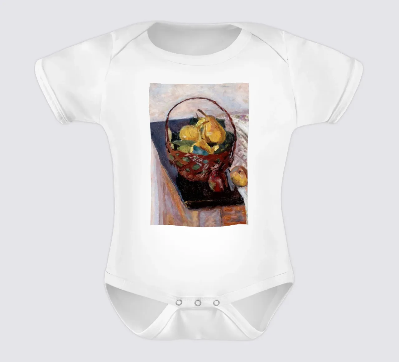 Impressionistischer Obstkorb Stillleben - Rustikaler Charme Kurzarm Babybody von ClubArt