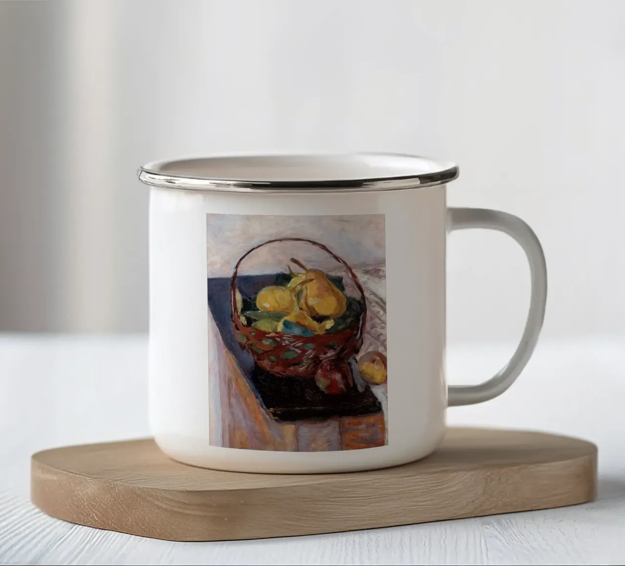 Cesto di frutta impressionista - Fascino rustico tazza in smalto da ClubArt