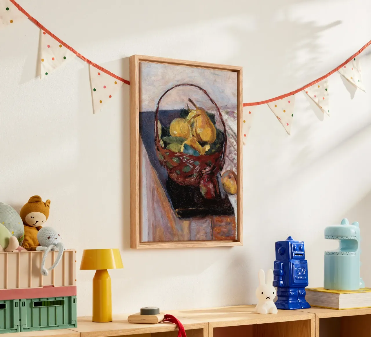 Cesto di frutta impressionista - Fascino rustico tela con Cornice a cassetta da ClubArt
