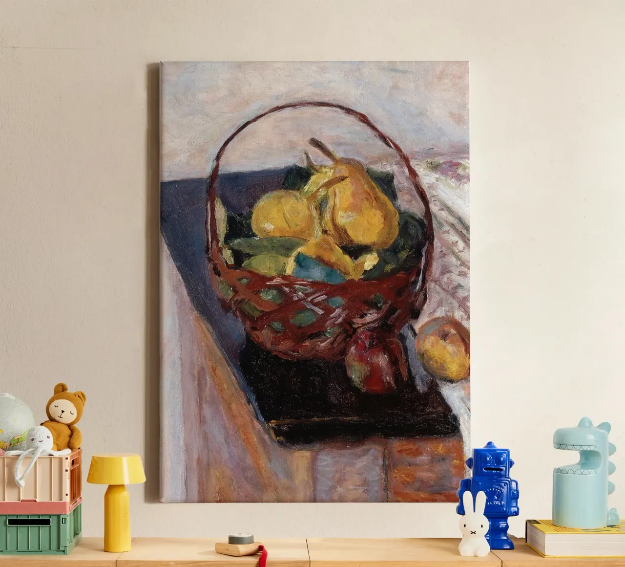 Cesto di frutta impressionista - Fascino rustico tela con Cornice a cassetta da ClubArt