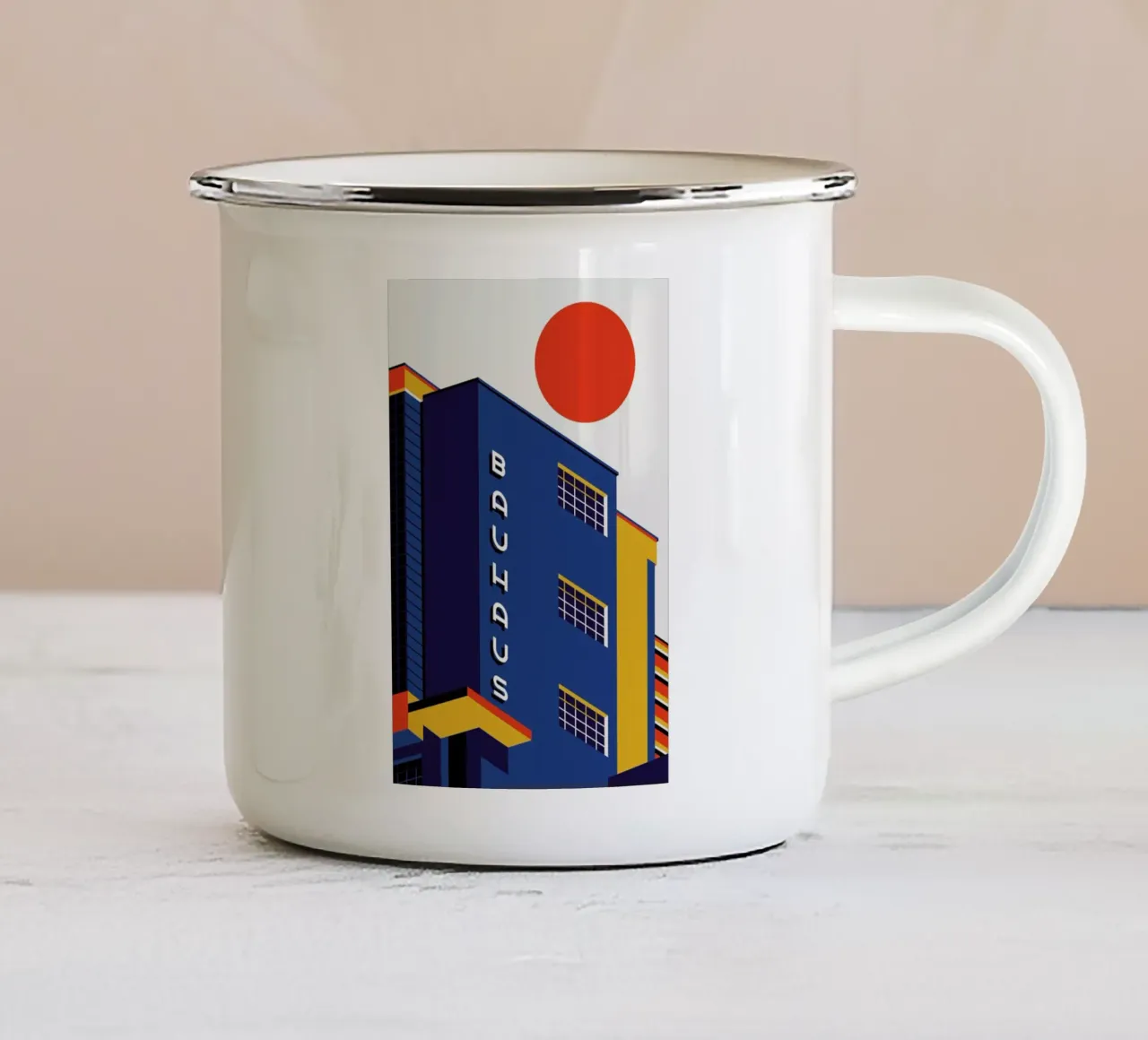 Edificio Bauhaus tazza in smalto da Bo Lundberg